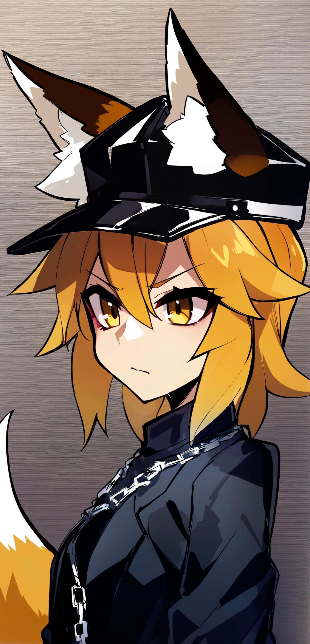 (by wisespeak, by foxykuro, by shirokitsune:0.7),
1girl,
sen, senko \(sewayaki kitsune no senko-san\), fox girl, fox ears, animal ear fluff, fox tail, yellow eyes, (jojo outfit:1.2), black jacket, chain, (black jojo cap:1.2), upper body, serious expression,
indoors,poster style,
best quality, masterpiece
<lora:senko_animagineXL_v1:0.9>