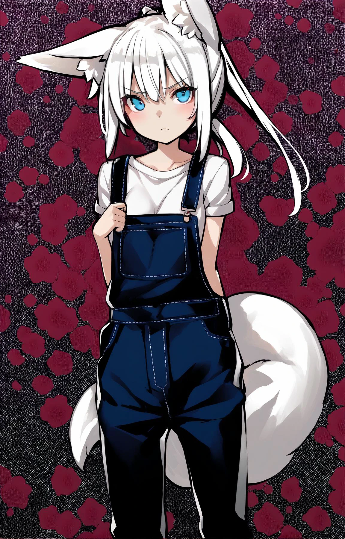 (by poco \(asahi age\), by robot cat \(robotcatart\), by garuku, by ooji cha,:0.9)
BREAK
1girl,fox girl, fox ears, fox tail, scenery, very short hair, ponytail,
White hair, Blue eyes,
disgust, unconscious, Overalls, arm_hug, Public speaking, proud pose, polka dot background, Snowy, Pastel Painting, Chrysanthemum, Hopper. cherry blossom print, -color- lighting, Flat shading
,(best quality, masterpiece:1.2)