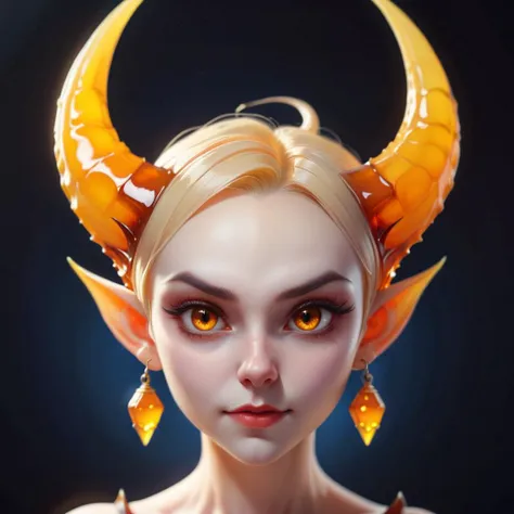 cute succubus,pointy ears,demon horns,earrings,<lora:HoneyStyleXL:0.8>, dvr-honey,made of dvr-honey,