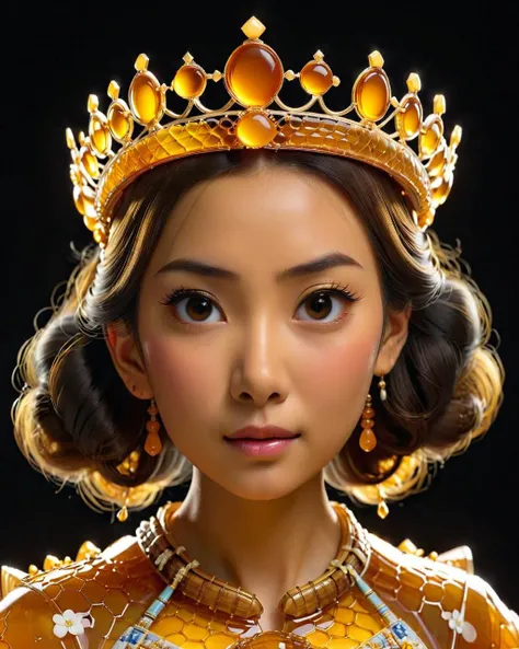 detailed, Shinto Tiara, at Nighttime, studio lighting, F/2.8, made of dvr-honey, <lora:HoneyStyleV2:1>