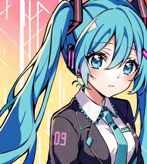 hatsune miku, (best lighting:1.1), CG, wallpaper, HD, high quality, high-definition, extremely detailed, (detailed light:1.1), (masterpiece:1.1), (best quality:1.2), (highres:1.1), jewel-like eyes, award winning