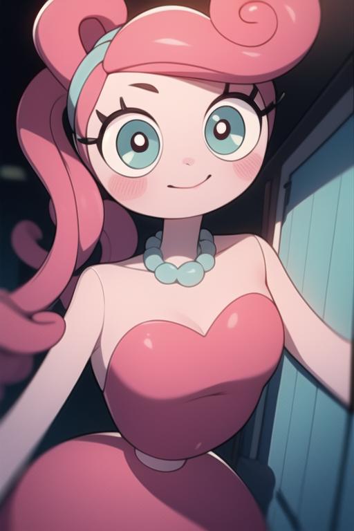 A close up of a cartoon character with a pink dress - SeaArt AI