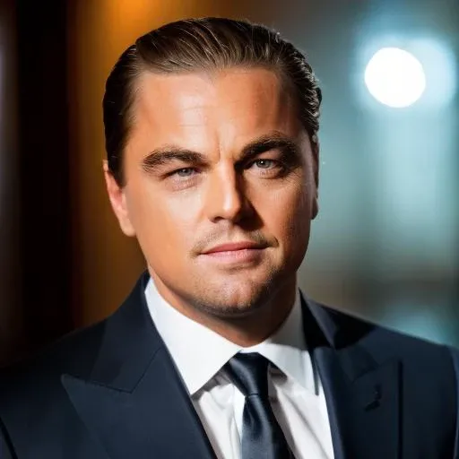 RAW photo, l30n4rd0 man, close-up, hair slicked back, suit<lora:l30n4rd0-2nd-000015:1>, 8k uhd, dslr, soft lighting, high quality, film grain, Fujifilm XT3