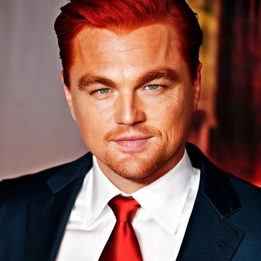 RAW photo, l30n4rd0 man, close-up, red hair, short hair, suit<lora:l30n4rd0-2nd-000015:1>, 8k uhd, dslr, soft lighting, high quality, film grain, Fujifilm XT3