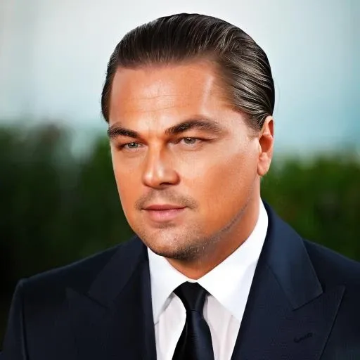 RAW photo, l30n4rd0 man, close-up, hair slicked back, suit<lora:l30n4rd0-2nd-000015:1>, 8k uhd, dslr, soft lighting, high quality, film grain, Fujifilm XT3