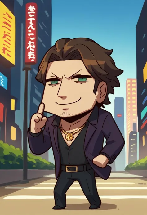 score_9, score_8_up, score_7_up, chibi, april fools, solo, male focus, 1boy, akiyama, smile, necklace jacket, black shirt, striped, suit, belt, black pants, formal, outdoors, city streets, city lights, tokyo <lora:style_fgoaprilfools_ponyXL:1.1> <lora:akiyama-guy-PONYv1:0.9>