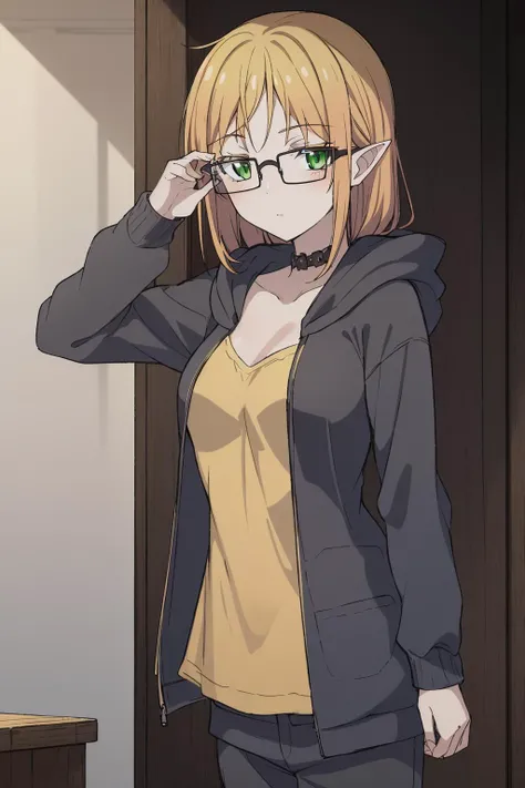 Astaria, (8k, RAW photo, best quality, masterpiece:1.2), 1girl, (hood:1.2), (glasses:1.2), green eyes, <lora:Astaria_v10:0.6>,semi-rimless_eyewear