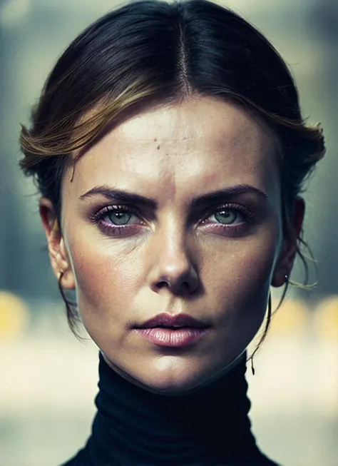 A stunning intricate full color portrait of (sks woman:1), wearing a black turtleneck, epic character composition, by ilya kuvshinov, alessio albi, nina masic, sharp focus, natural lighting, subsurface scattering, f2, 35mm, film grain, <lora:locon_charlize_v1_from_v1_64_32:1.25>