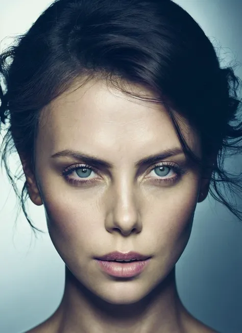 portrait of sks woman, epic (photo, studio lighting, hard light, sony a7, 50 mm, matte skin, pores, colors, hyperdetailed, hyperrealistic), <lora:locon_charlize_v1_from_v1_64_32:1.25>