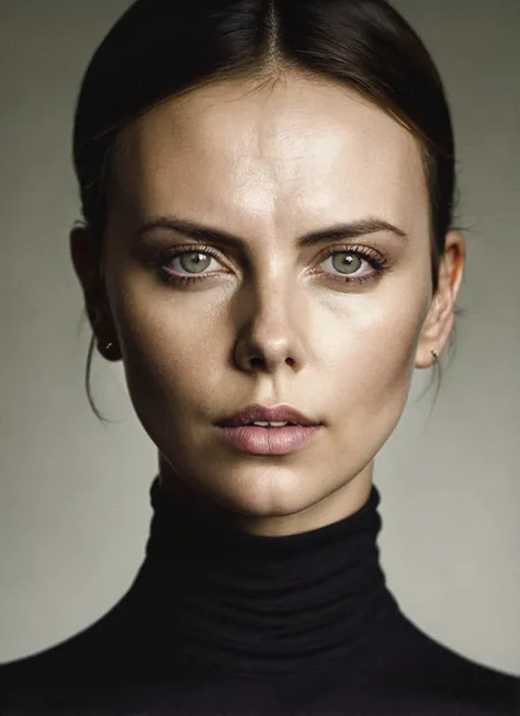 A stunning intricate full color portrait of (sks woman:1), wearing a black turtleneck, epic character composition, by ilya kuvshinov, alessio albi, nina masic, sharp focus, natural lighting, subsurface scattering, f2, 35mm, film grain, <lora:locon_charlize_v1_from_v1_64_32:1.25>