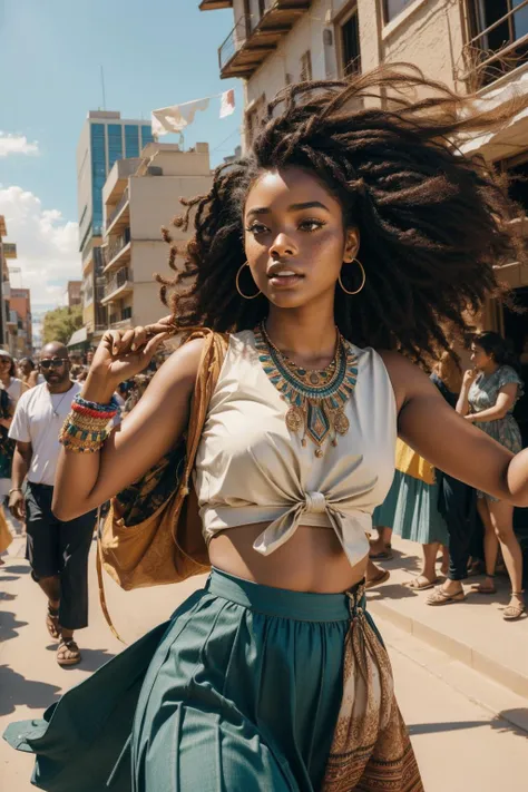 1girl, artistic portrait, Flustered, close up of a Signature Energetic plump Somali (Man:1.3) , the Man is Running, he as Southern Mage, he is feeling very angry, the Man is wearing his Superficial Maxi skirt and crop top, The Maxi skirt and crop top is tailored by Monique Lhuillier and Peter Dundas, his hair is Navajo and styled as Curtain bangs, flower in hair, he has a Warlike European Bronze Freckles, Dense Hair Tie and Keychain, dense city with Ivy, Smoky Conditions, FOV 90 degrees, Screen print, Grim, Darkcore, loop lighting, 80mm, Warm Colors, Earth and Wind, geometric patterns, alluring Forest Green and Tan eyes, sharp and in focus, UHD, arthouse, (art by Theodore Rousseau:0.7)