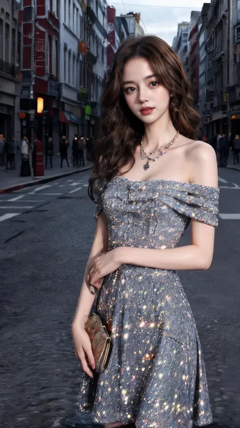 (best quality),[masterpiece],((beautiful:0.75) cute girl:0.75),[clear and clean] pixiv (illustration),long hair,  knees up,necklace,jewelry,standing,looking at viewer,front lens,(city viewer background:1.2),hands on own chest, 
<lora:add_detail:0.8>,
<lora:evening dress S_20230720171039:0.7> dress