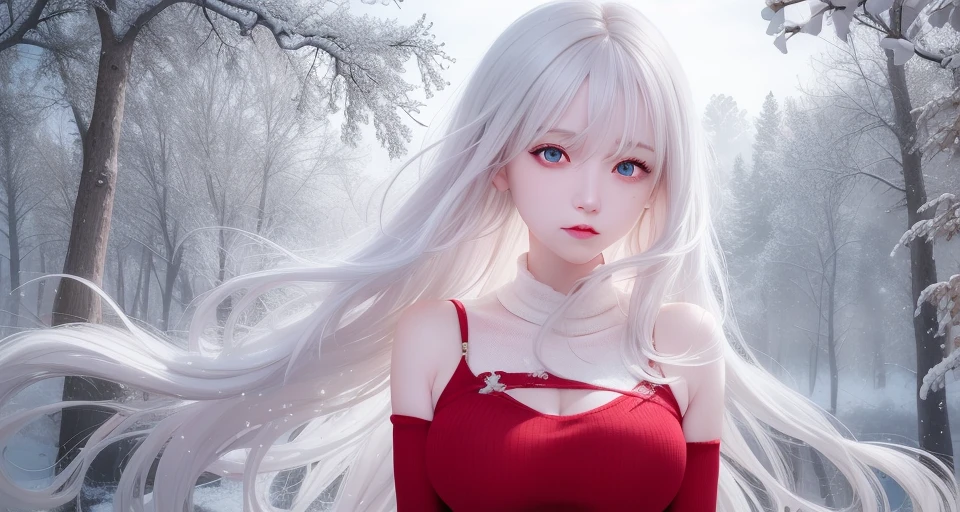 best quality, masterpiece, White hair, detailed, red eyes, windy, floating hair, snowy, upper body, detailed face, winter, trees, sunshine, midriff 23680387
<lora:chilloutmixss20_v20:0.3> <lora:Korean-doll-likeness:0.2>