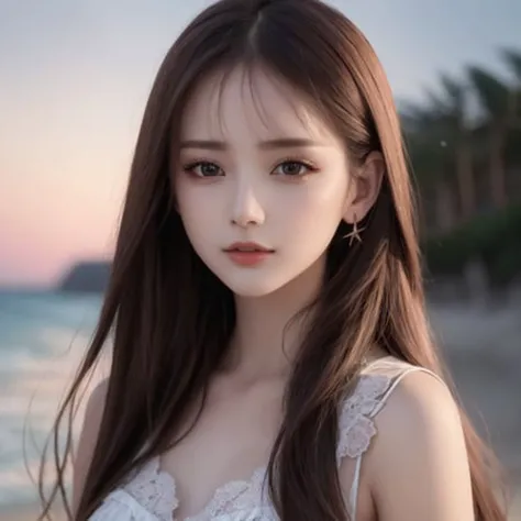 best quality, realistic, photorealistic, extremly detailed, an extremely delicate and beautiful, RAW photo, professional lighting, light on face, depth of field, solo focus,
full body, a 27 years old woman, (dark night, beach, stary sky:1.4), brown hair, brown eyes, smaller head, fashion girl, beautiful eyes, small breast,real face, real skin, realistic face, realistic skin, detailed eyes, detailed facial features,
detailed clothes features, (fashion clothes:1.3), (fashion hairstyle: 1.3)
dynamic poses, looking at viewer, simple background, detailed face and breast, 
<lora:jie:0.1>,<lora:Korean-doll-likeness:0.1>, <lora:fashionGirl:0.1>, <lora:mix4:0.1>, <lora:shojovibe:0.1>, <lora:chilloutmixss30:0.1>, <lora:ycy:0.1>, (pureerosface_v1:0.33), (ulzzang-6500:0.33),