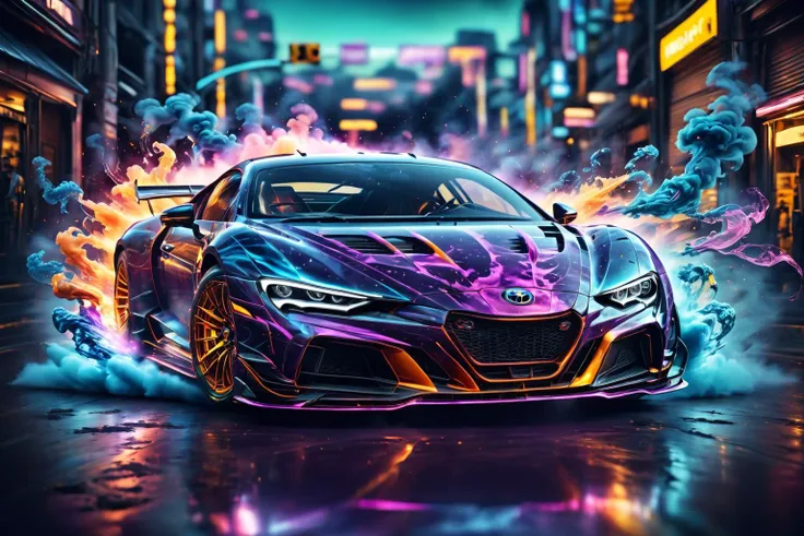 a creative website, hyperdetailed, high quality, ultra detailed, intricate details, Neon in extreme colours, Motorsport theme, Afterglow, car traveling at very high speed, purple smoke, Ultra-fast motion blur, cinematic shot, BREAK , website, HD amazing speed wallpapers,  <lora:SDXLFaeTastic2400:1.05> <lora:design_t_005_2:1> <lora:sdxl2-flat2-512b:-0.75> <lora:cns2i2de878c73fo5mug:1>