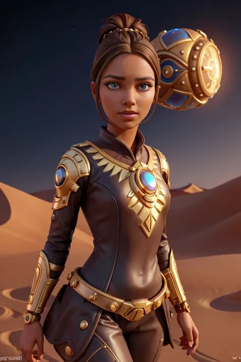 <lora:Aline_Koto512B1:0.5>, 1girl, xyzaline, 3d, cycles render, brown hair, bun, solo, upper body, looking up, detailed background, detailed face, (, V0id3nergy, void theme:1.1) glowing eyes, (master of time and space:1.1), infinity, timeless, impossible geometry, (style-swirlmagic:1.0), hourglass, clockwork, clock gears, dynamic pose, desert dunes in background, ethereal atmosphere,