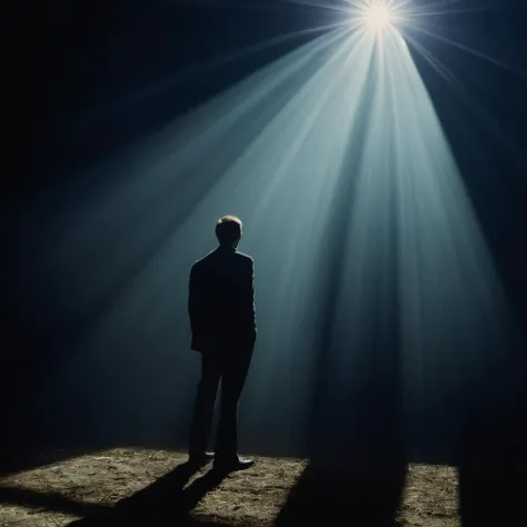 cinematic film still of <lora:Kodak Motion Picture Film Style v4:1>
landscape Best Cinematic wide shot Picture of a man standing in a dark room with a moonlight beam crepuscular rays shinning from above Kodak Motion Picture Film Style, shallow depth of field, vignette, highly detailed, high budget, bokeh, cinemascope, moody, epic, gorgeous, film grain, grainy