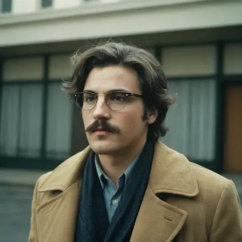 analog film photo of  <lora:Cinematic Film Stock Footage Style:1>
dramatic light, solo, looking at viewer, brown hair, 1boy, brown eyes, male focus, glasses, blurry, facial hair, messy hair, portrait, beard, realistic, mustache , Cinematic Film Stock Footage Style, faded film, desaturated, 35mm photo, grainy, vignette, vintage, Kodachrome, Lomography, stained, highly detailed, found footage