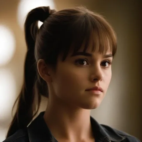 cinematic film still of <lora:Cinematic Film Stock Footage Style:1> Kodak Film Still
1girl, solo, looking at viewer, bangs, brown hair, shirt, brown eyes, closed mouth, upper body, ponytail, indoors, blurry, black eyes, black shirt, depth of field, blurry background, head rest, realistic , Cinematic Film Stock Footage Style, shallow depth of field, vignette, highly detailed, high budget, bokeh, cinemascope, moody, epic, gorgeous, film grain, grainy
