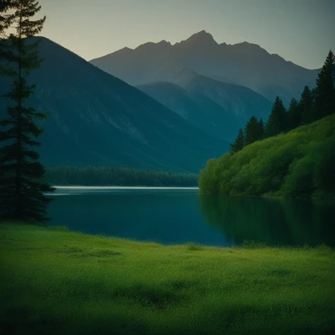 cinematic film still of <lora:Cinematic Film Stock Footage Style:1>
outdoors, sky, water, tree, no humans, night, grass, nature, scenery, forest, mountain, river, landscape, lake , Cinematic Film Stock Footage Style, shallow depth of field, vignette, highly detailed, high budget, bokeh, cinemascope, moody, epic, gorgeous, film grain, grainy