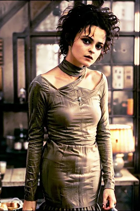 Marla768, cigaret, beige turtleneck, beige dirty longdress, photography, trending on artstation, sharp focus, studio photo, intricate details, highly detailed, by greg rutkowski <lora:Marla768:0.7>