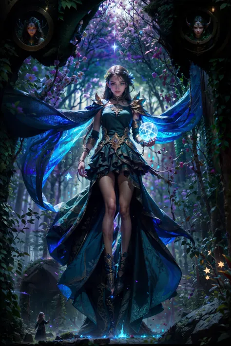 lady of the labyrinth,
lose white shirt,blue jeans, tan brown boots,
long black hair, hair clip,
in a tall maze, tall green hedges, intricatge complex maze, flowers, bushes, goblins,fairies,
an enchanted maze,
perfect anatomy, centered, approaching perfection, (athletic female), big blue eyes, detailed face, incredible long hair, feminine, nice breasts,floating hair novafrogstyle, beautiful detailed girl, extremely detailed fingers, extremely detailed eyes and face, beautiful detailed nose, beautiful detailed eyes, long eyelashes, light on face, looking at viewer,(full body:1.3), (smile:1.2), 1girl, cute, young, mature face, realistic face, realistic body, beautiful detailed thigh,
v0id3nergy void magic<lora:kVoidEnergy:0.75>,
<lora:DreamGlow:0.77>, stars,flowers,plants,