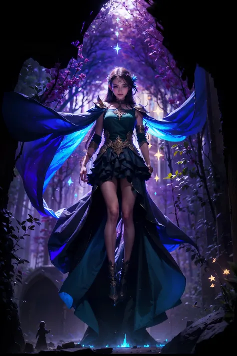 lady of the labyrinth,
lose white shirt,blue jeans, tan brown boots,
long black hair, hair clip,
in a tall maze, tall green hedges, intricatge complex maze, flowers, bushes, goblins,fairies,
an enchanted maze,
perfect anatomy, centered, approaching perfection, (athletic female), big blue eyes, detailed face, incredible long hair, feminine, nice breasts,floating hair novafrogstyle, beautiful detailed girl, extremely detailed fingers, extremely detailed eyes and face, beautiful detailed nose, beautiful detailed eyes, long eyelashes, light on face, looking at viewer,(full body:1.3), (smile:1.2), 1girl, cute, young, mature face, realistic face, realistic body, beautiful detailed thigh,
v0id3nergy void magic<lora:kVoidEnergy:0.75>,
<lora:DreamGlow:0.77>, stars,flowers,plants,