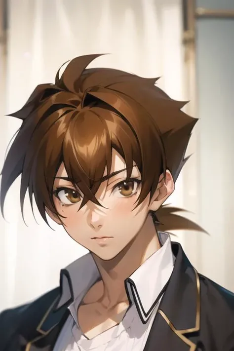 masterpiece, best quality, high quality, 1boy, solo, male focus, looking at viewer, upper body, <lora:issei_hyoudou:0.62>, issei_hyoudou, brown hair, brown eyes, hair between eyes, realistic, yukata