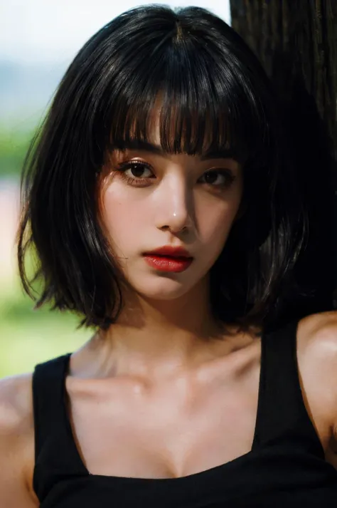 (masterpiece, best quality, beautiful quality, photorealistic, detailed lighting, extremely detailed skin, extremely detailed hair, shadows, 8k, a picture of a woman, blunt bangs, black hair, upper body, 1girl, fcPortrait:1.2), <lora:add_detail:1>, <lora:ikedaelaiza_lora-06:0.9:OUTALL>