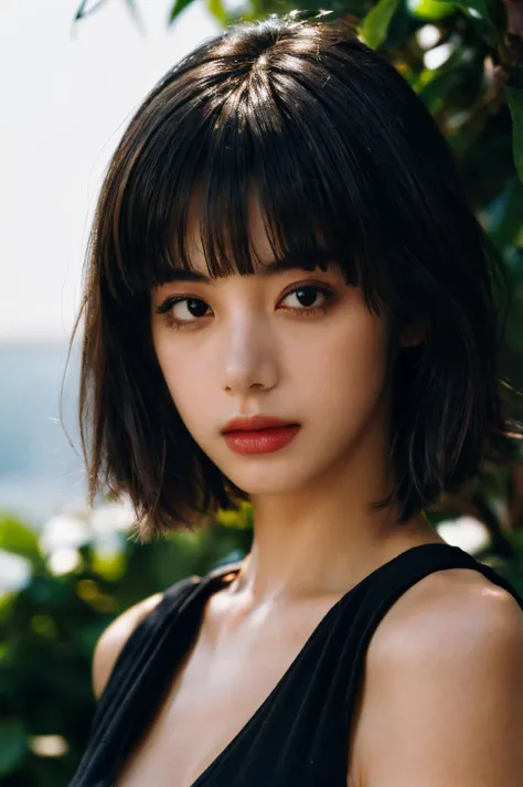 (masterpiece, best quality, beautiful quality, photorealistic, detailed lighting, extremely detailed skin, extremely detailed hair, shadows, 8k, a picture of a woman, blunt bangs, black hair, upper body, 1girl, fcPortrait:1.2), <lora:add_detail:1>, <lora:ikedaelaiza_lora-06:0.9:OUTALL>