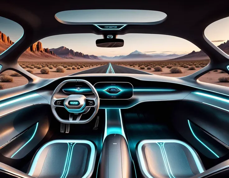 Surrealist art (Ultrarealistic:1.3) <lora:We_are_Electric:1> a futuristic car with a driver inside, futuristic product car shot, concept, inside of a car, trending on vehicle design, futuristic interior, the image is futuristic, futuristic car, futuristic concept car, concept car, full view of a car, futuristic car concept, futuristic, concept ar, car with holographic paint, futuristic cars, very futuristic, glowing interior components blurry background, Extremely high-resolution details, photographic, realism pushed to extreme, fine texture, incredibly lifelike . Extremely high-resolution details, realism pushed to extreme, fine texture, incredibly lifelike, in the background blurry patio . Dreamlike, mysterious, provocative, symbolic, intricate, detailed