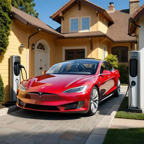 Super Mario style (Magical Photo:1.3) of (Detailed illustration:1.3) <lora:FFusion-We-Are-Electric.64LORA:1> tesla model s parked in front of a house, tesla, tesla car, hyper realistic â, hyper realisticâ, âgas station photography, charging through city, car tesla 3, by Scott M. Fischer, by John La Gatta, ultra realistic â, ultra realisticâ, by Kurt Roesch, red and cinematic lighting, by Randy Post, photorealistic â, photorealisticâ,Highly Detailed . Vibrant, cute, cartoony, fantasy, playful, reminiscent of Super Mario series