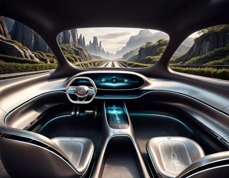 Surrealist art (Ultrarealistic:1.3) <lora:We_are_Electric:1> mercedes-benz concept car interior, futuristic product car shot, futuristic concept design, futuristic interior, concept, in 2 0 5 5, glowing interior components, by Thomas Häfner, futuristic concept car, futuristic car, futuristic car concept, concept car, trending on vehicle design, futuristic cars, futuristic design, car concept, the image is futuristic blurry background, Extremely high-resolution details, photographic, realism pushed to extreme, fine texture, incredibly lifelike . Extremely high-resolution details, realism pushed to extreme, fine texture, incredibly lifelike, in the background blurry Twisted Time Escalator Park . Dreamlike, mysterious, provocative, symbolic, intricate, detailed