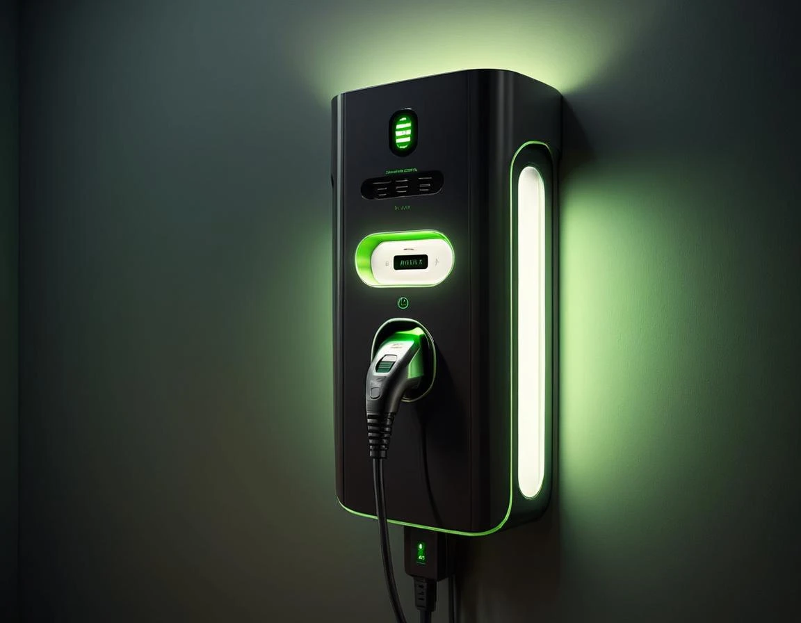 Surrealist art (Ultrarealistic:1.3) <lora:We_are_Electric:1> a charging station with a green light attached to it, charging plug in the chest, 3 d render even lit, product design render, conceptual, depicted as a 3 d render, 3 d render n - 9, concept, keyshot product render, 3d concept, 3 d concept, rendered in keyshot, industrial design concept, 3d rendered, 3 d rendered blurry background, Extremely high-resolution details, photographic, realism pushed to extreme, fine texture, incredibly lifelike . Extremely high-resolution details, realism pushed to extreme, fine texture, incredibly lifelike, in the background blurry Bioluminescent Bay . Dreamlike, mysterious, provocative, symbolic, intricate, detailed