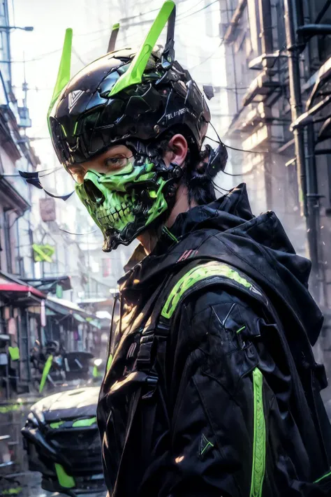 (1 tough guy:1.5),(half body:1.2), neon effect, ((ultra-wide angle)), (dutch angle:1.3),
<lora:cyberhelmetv0.7:0.2> cyberhelmet, <lora:CyberskullAI:0.9> CyberskullAI, armor, <lora:add_detail:1.3>, CR1.3, <lora:neonlight-effect_v1.0:1>, <lora:BokehMecha:0.3> cyberhelmet,