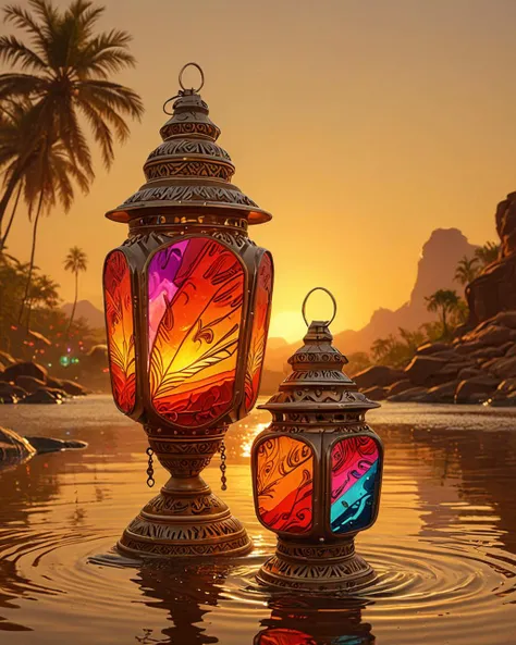 made of hsz-fanoos, colorful Oil painting, Cyberpunk Airbender (lamp fanoos:1.3) , Malawi in background, dense water, intricate details, Folk Art, Sunlight, Sepia filter, detailed skin, realistic good-looking face, digital art by RHADS, <lora:hsz-fanoos:0.8>