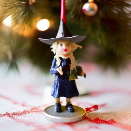 witch on a broom christmas ornament, xmsorn