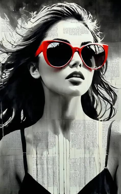 (by Loui Jover,traditional media, greyscale, monochrome, newspaper background:1.3), 
an awe-inspiring portrayal of a beautiful girl. 
Every line and brushstroke bursts with energy, showcasing the intricate details of the girl's beauty, adorned with striking shades of black and red.
The image, most likely a dynamic and captivating painting, captures the essence of attractive woman: its sexy look, allure, and undeniable presence. 
With meticulous precision, the artist masterfully captures the girl's gaze and the intensity of its sex appeal, making this a mesmerizing and top-tier representation to behold.
sharp detail. mystical quality. the intricate textures adding a soft, ethereal glow to the image. an intense connection with the viewer. 
<lora:LOUIJOVER#SXDL1.0#by Loui Jover#v2.00#-000006-rs.sv_fro.0.999-nr.0128:1>