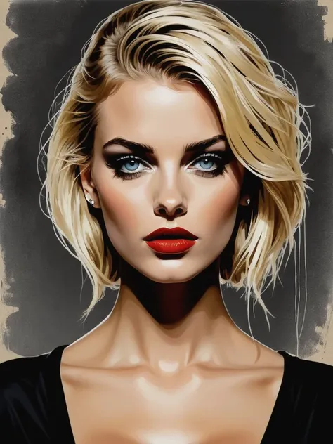 by LOUI JOVER, Grunge style, Textured, distressed, vintage, edgy, punk rock vibe, dirty, noisy, of a busty young woman by Howard Chandler Christy and Dali and Roger Dean, stunningly beauty, blonde, bold lines, hyper detailed, dark limited palette, dramatic lighting, (intricate details, masterpiece, best quality:1.4), 
<lora:add-detail-xl:1>    <lora:LOUIJOVER