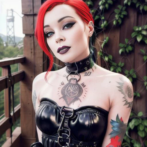 portrait of red-black, beautiful face, perfect face, deliberate, masterpiece, best quality, highest quality, cinematic lighting, very beautiful, ultra realistic, tattoos, tattooed, beautiful,