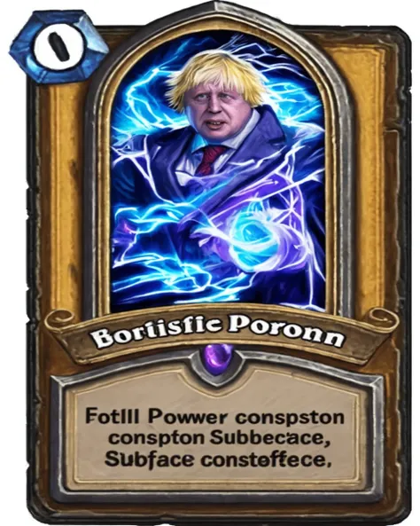 A stunning intricate full color portrait of Boris Johnson power Hearthstone card,
epic character composition,
sharp focus, natural lighting, subsurface scattering