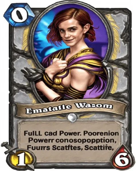 A stunning intricate full color portrait of Emma Watson power Hearthstone card,
epic character composition,
sharp focus, natural lighting, subsurface scattering