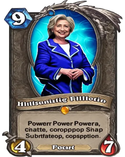 A stunning intricate full color portrait of Hillary Clinton power Hearthstone card,
epic character composition,
sharp focus, natural lighting, subsurface scattering