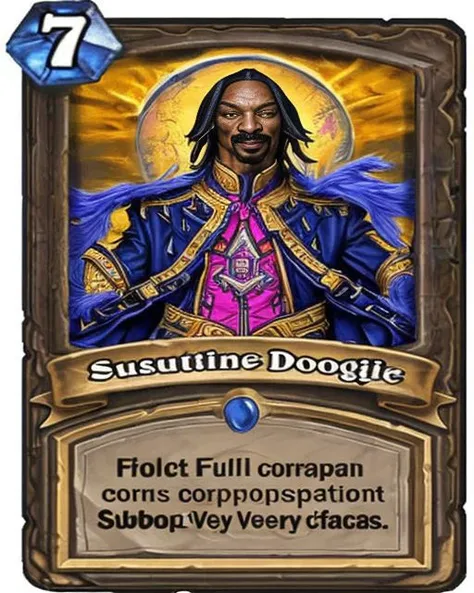 7 A stunning intricate full color portrait of Snoop Dog +1 Hearthstone card, epic character composition, sharp focus, natural lighting, subsurface scattering, Very detailed, clean, high quality, sharp image