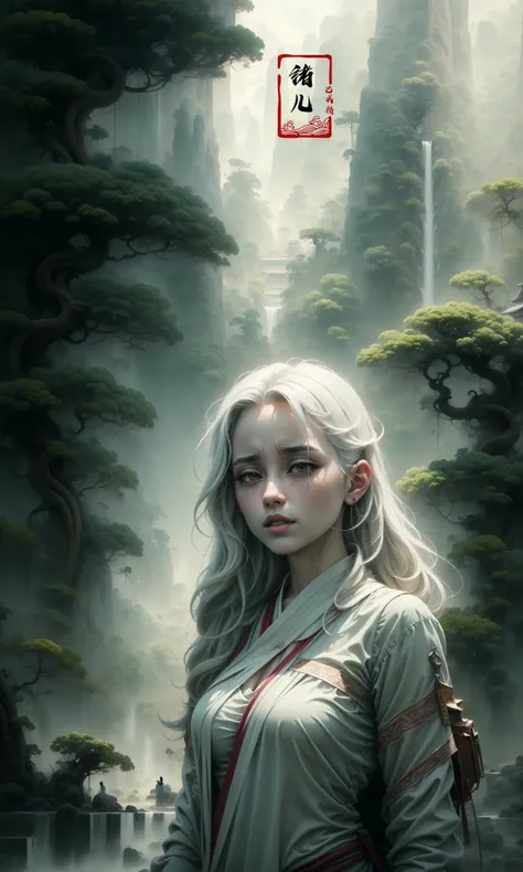 an painting in a style of oriental painting, in the style of matte painting, layered and atmospheric landscapes, rich and immersive, quiet contemplation, dark white and green, history painting, zen-inspired, grandeur of scale
highly detailed, dynamic, cinematic, stunning, realistic lighting and shading, vivid, vibrant, 8k,octane render, unreal engine, very detailed, concept art, realistic, Cry engine, wide shot
2girlvery long hairwhite hair(upper body:1.5)
<lora:~Q?-g~ pine:0.9>