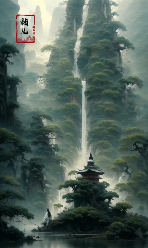 an painting in a style of oriental painting, in the style of matte painting, layered and atmospheric landscapes, rich and immersive, quiet contemplation, dark white and green, history painting, zen-inspired, grandeur of scale
highly detailed, dynamic, cinematic, stunning, realistic lighting and shading, vivid, vibrant, 8k,octane render, unreal engine, very detailed, concept art, realistic, Cry engine, wide shot
1 girlvery long hairwhite hair(upper body:1.0)
<lora:~Q?-g~ pine:0.9>