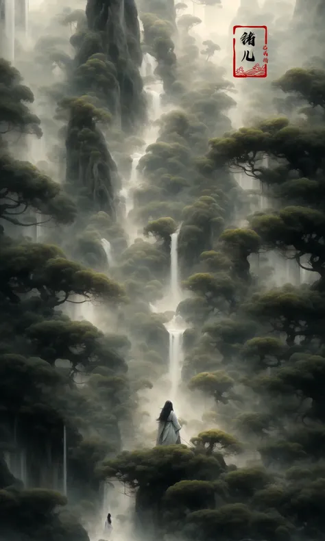 an painting in a style of oriental painting, in the style of matte painting, layered and atmospheric landscapes, rich and immersive, quiet contemplation, dark white and green, history painting, zen-inspired, grandeur of scale
highly detailed, dynamic, cinematic, stunning, realistic lighting and shading, vivid, vibrant, 8k,octane render, unreal engine, very detailed, concept art, realistic, Cry engine, wide shot
2girlvery long hairwhite hair(upper body:1.5)
<lora:~Q?-g~ pine:0.9>