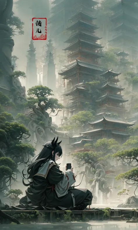 an painting in a style of oriental painting, in the style of matte painting, layered and atmospheric landscapes, rich and immersive, quiet contemplation, dark white and green, history painting, zen-inspired, grandeur of scale
highly detailed, dynamic, cinematic, stunning, realistic lighting and shading, vivid, vibrant, 8k,octane render, unreal engine, very detailed, concept art, realistic, Cry engine, wide shot
1 girlvery long hairwhite hair(upper body:1.0)
<lora:~Q?-g~ pine:0.9>