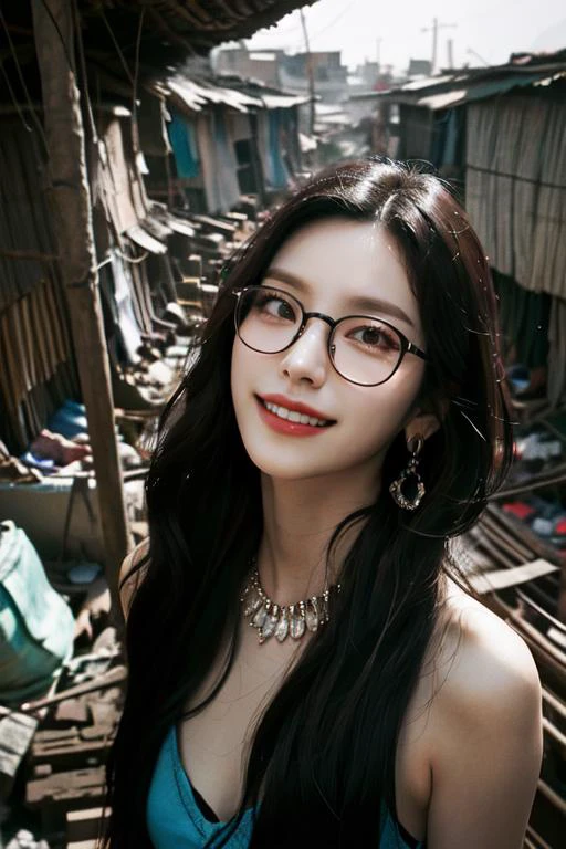 (otherworldly, otherworldly atmosphere, otherworldly appearance), highly insanely detailed, masterpiece, top quality, best quality, highres, 4k, 8k, RAW photo, Caribbean, egyptian,
depth of field, focused, foreshortening,
(dark tunnel, flower field, flower filed, china street),
(long_hair, long hair), collar, earrings, (Latina:0.5),
(Adult, jav, half naked, nsfw:0.8),
1girl, solo, earrings, jewelry, (glasses), portrait, mole, lips, closed mouth, mole under eye, long hair, <lora:makina69_yeji_v2.0:0.7>,
fisheye, from below,
(air bed, indian slums, egyptian slums:1.2), Air Mattress,
(smiling at viewer), (fantasy world)