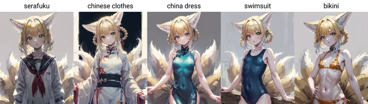 1girl, cowboy shot, upper body, standing, animal ears, animal ear fluff, blonde hair, green eyes, white background, multiple tails, <lora:Arknights_Suzuran-LionV3:0.68>, (serafuku),